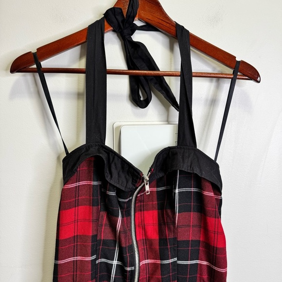 Hell Bunny Red Black Tartan Plaid Halter Pin Up Goth Dress Size Small - Picture 4 of 11